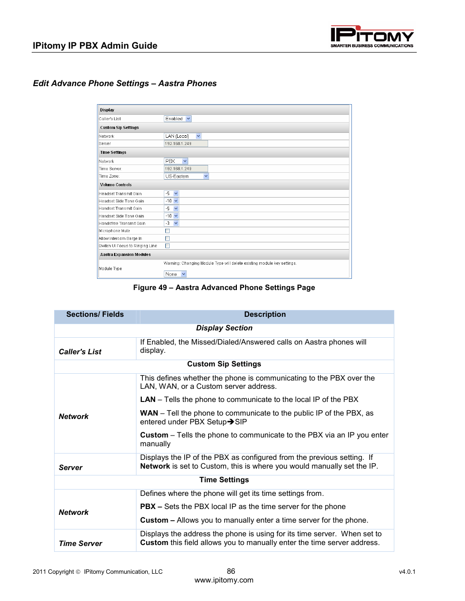 IPitomy IP1100+ PBX Administrator Guide User Manual | Page 104 / 259