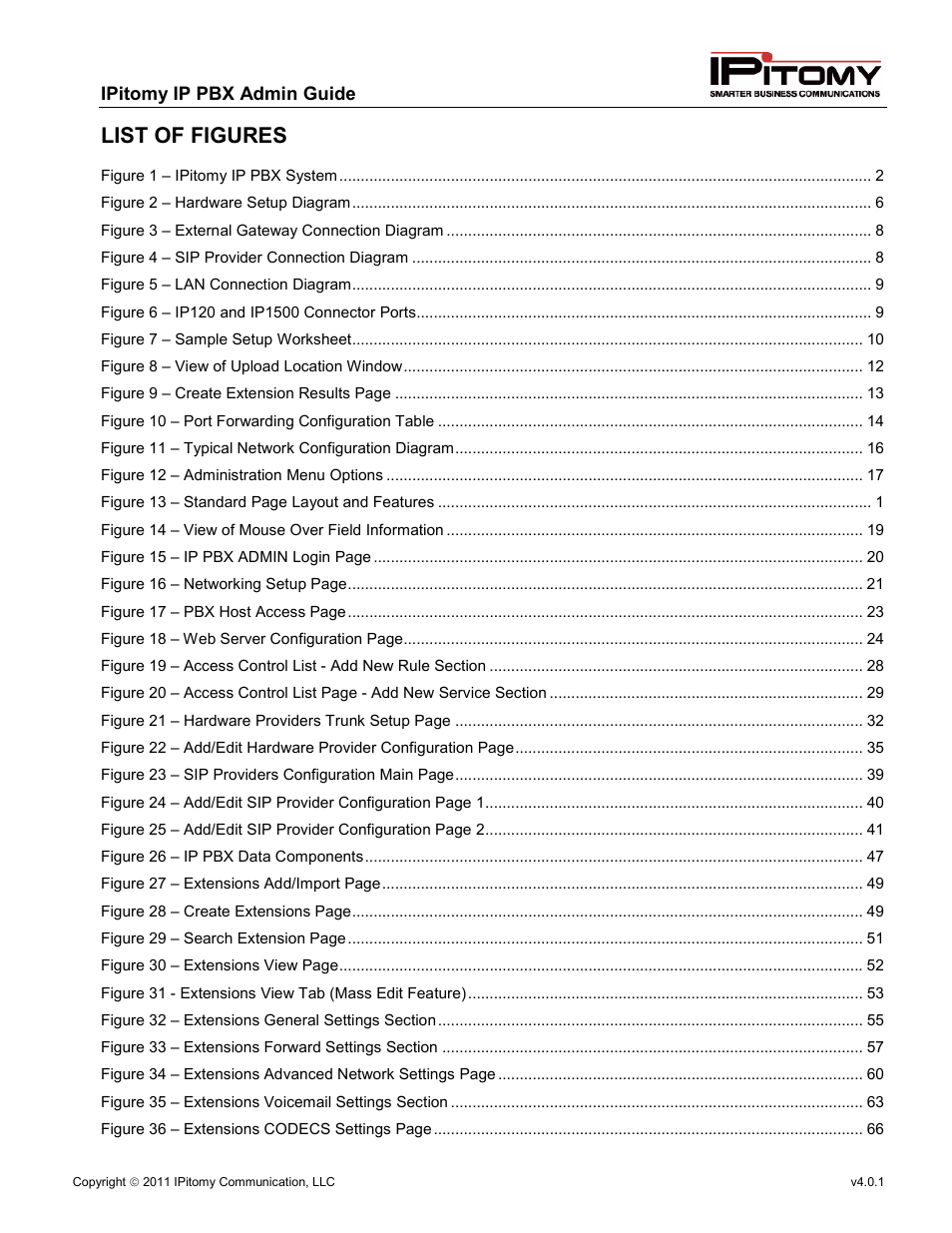 List of figures | IPitomy IP1100+ PBX Administrator Guide User Manual | Page 11 / 259