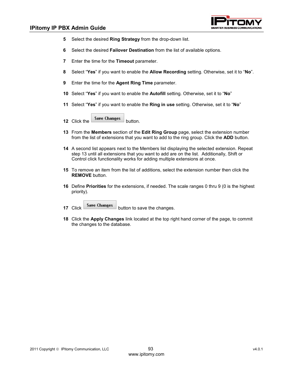 IPitomy IP1100+ PBX Administrator Guide User Manual | Page 111 / 259