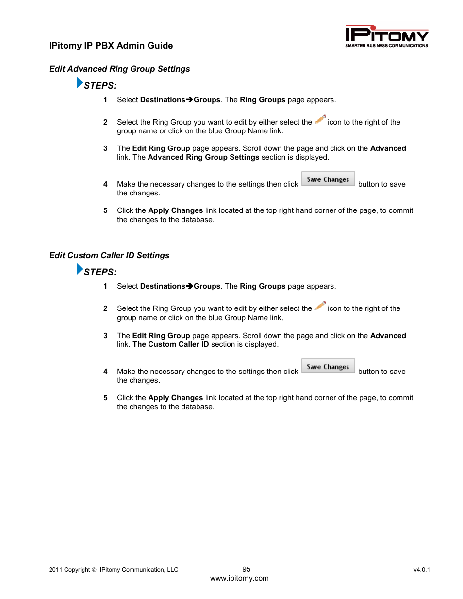 IPitomy IP1100+ PBX Administrator Guide User Manual | Page 113 / 259