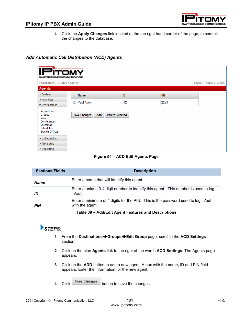 IPitomy IP1100+ PBX Administrator Guide User Manual | Page 119 / 259