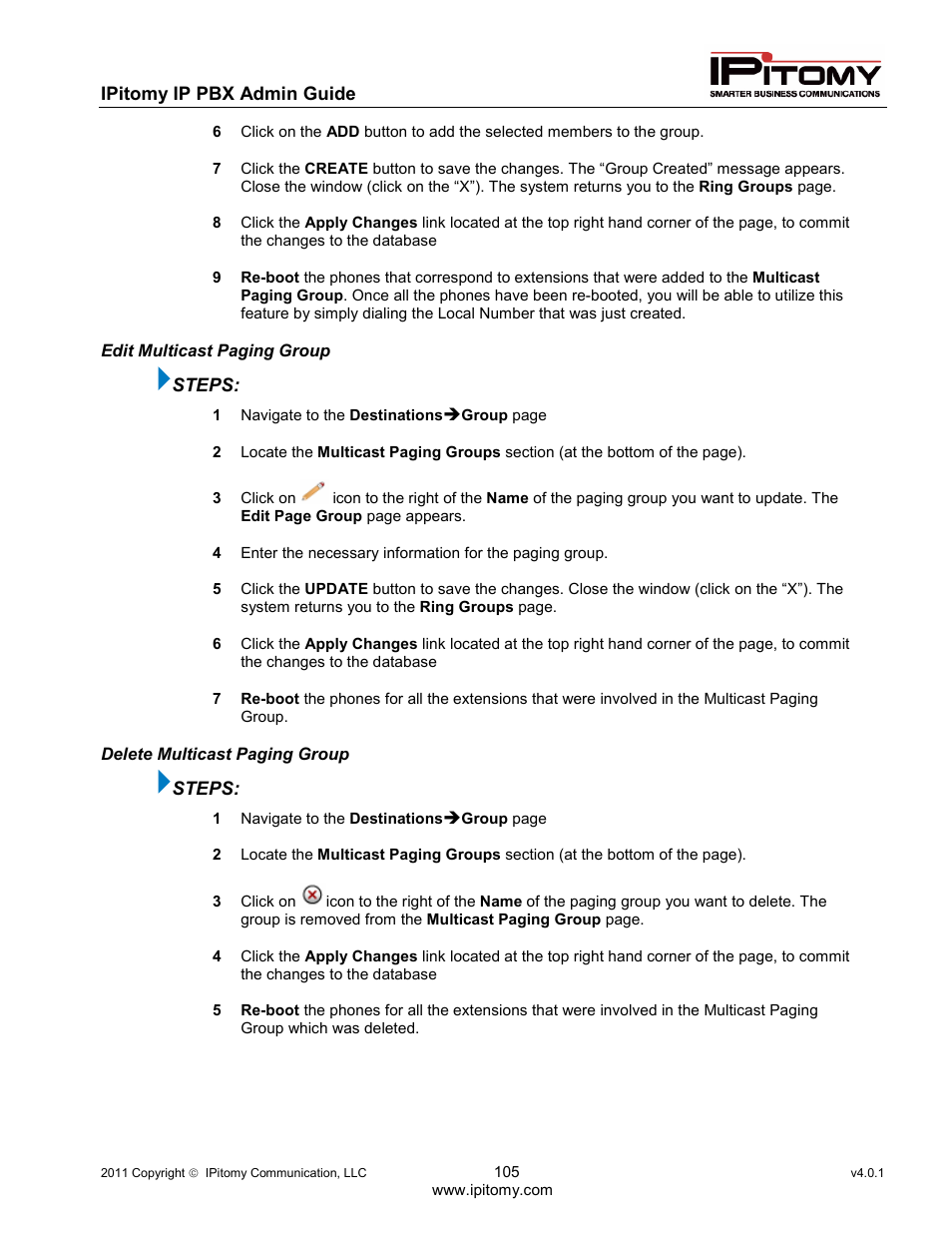 IPitomy IP1100+ PBX Administrator Guide User Manual | Page 123 / 259