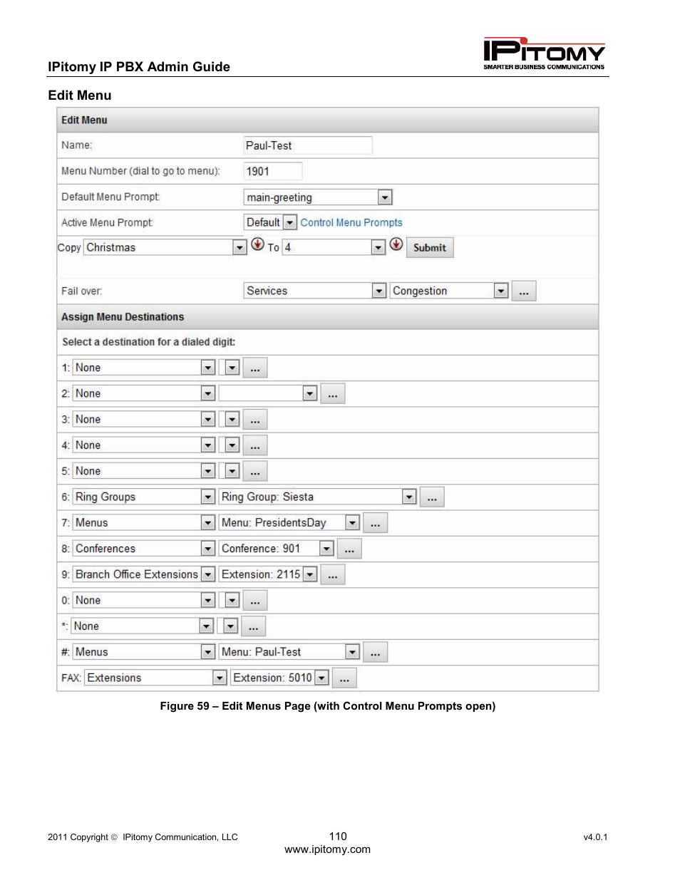 IPitomy IP1100+ PBX Administrator Guide User Manual | Page 128 / 259