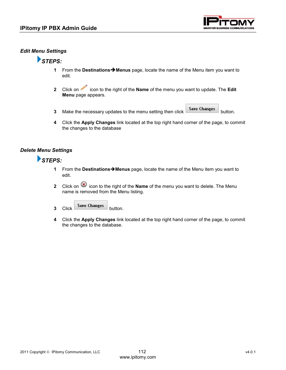 IPitomy IP1100+ PBX Administrator Guide User Manual | Page 130 / 259
