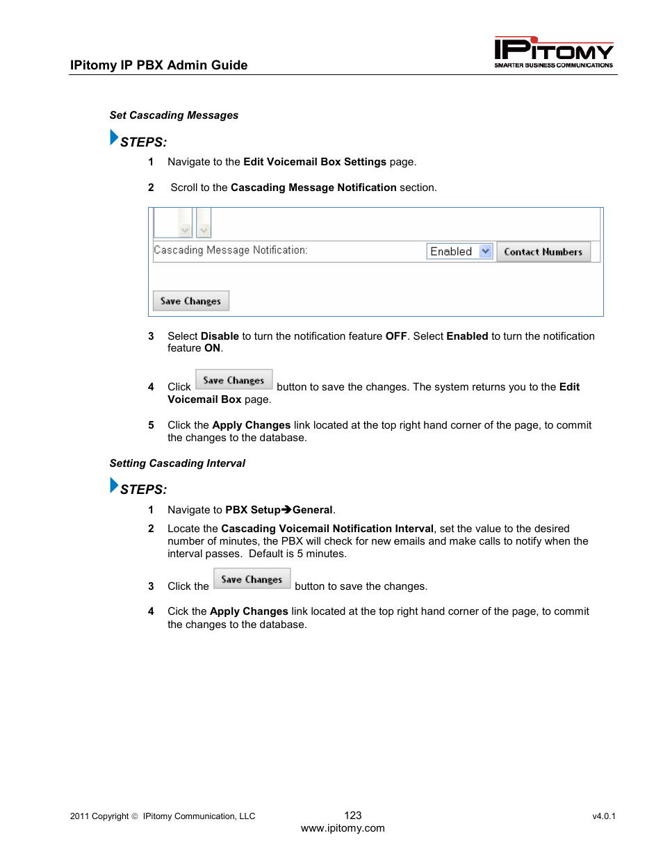 IPitomy IP1100+ PBX Administrator Guide User Manual | Page 141 / 259