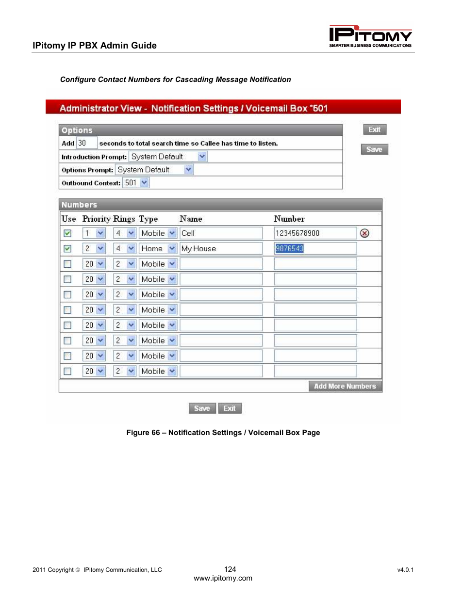 IPitomy IP1100+ PBX Administrator Guide User Manual | Page 142 / 259
