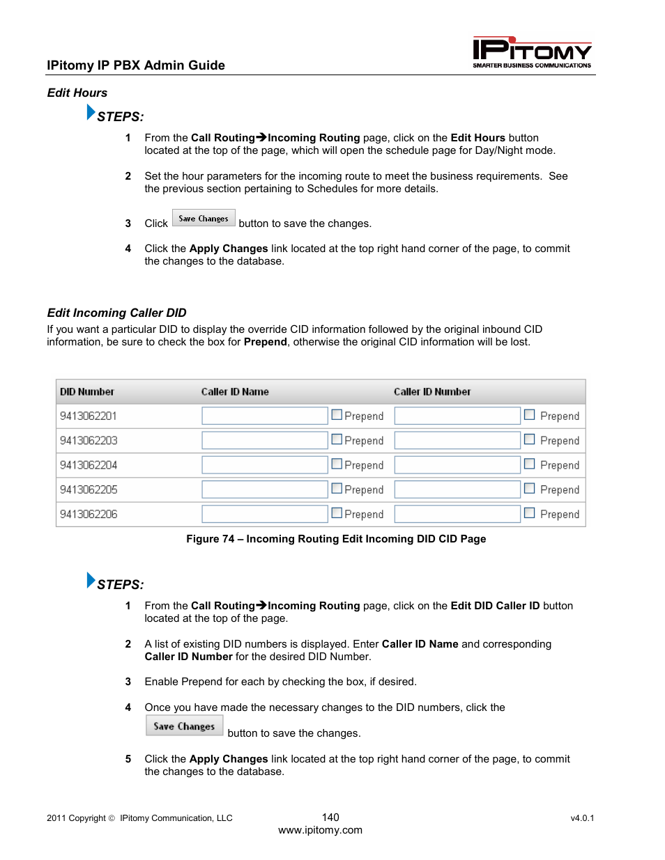 IPitomy IP1100+ PBX Administrator Guide User Manual | Page 158 / 259