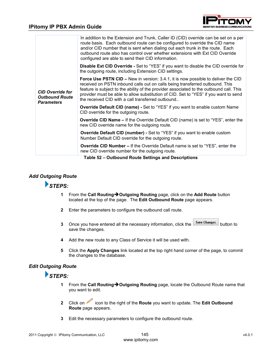 IPitomy IP1100+ PBX Administrator Guide User Manual | Page 163 / 259