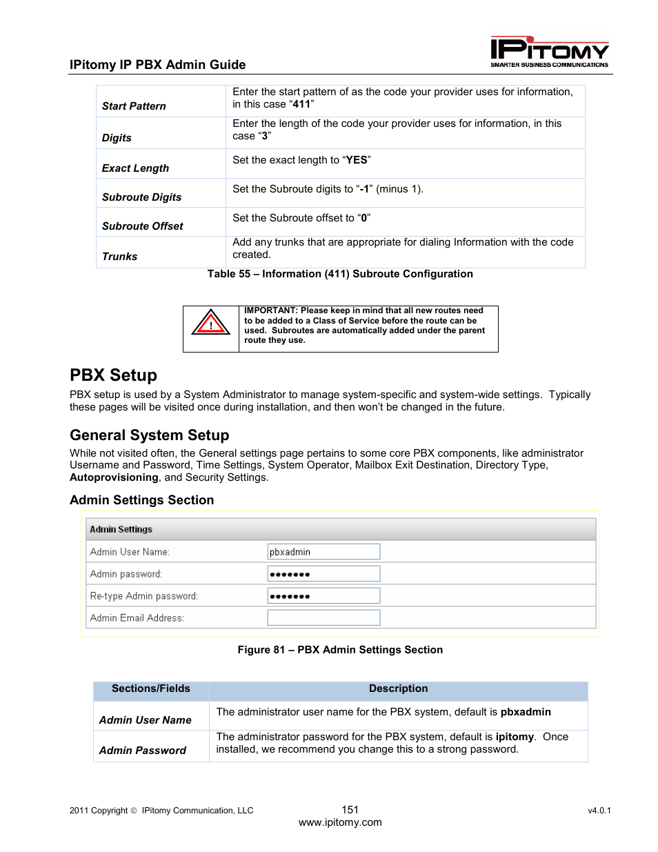 Pbx setup, General system setup | IPitomy IP1100+ PBX Administrator Guide User Manual | Page 169 / 259