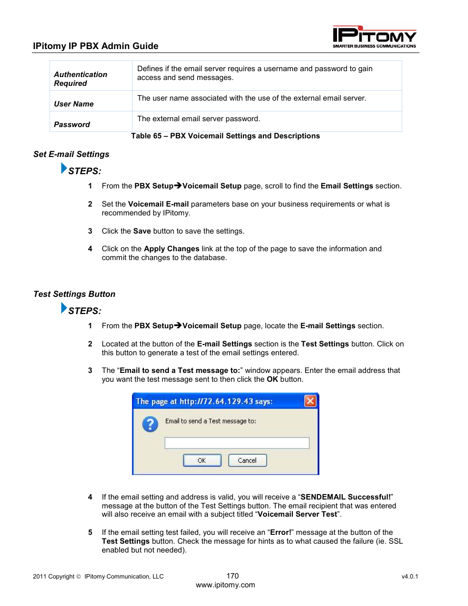 IPitomy IP1100+ PBX Administrator Guide User Manual | Page 188 / 259