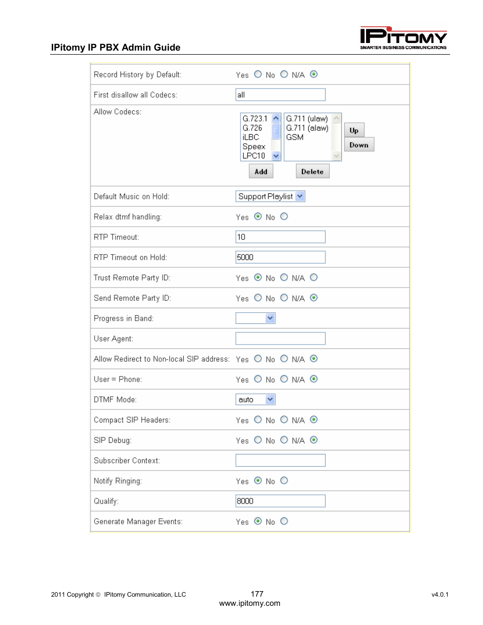 IPitomy IP1100+ PBX Administrator Guide User Manual | Page 195 / 259