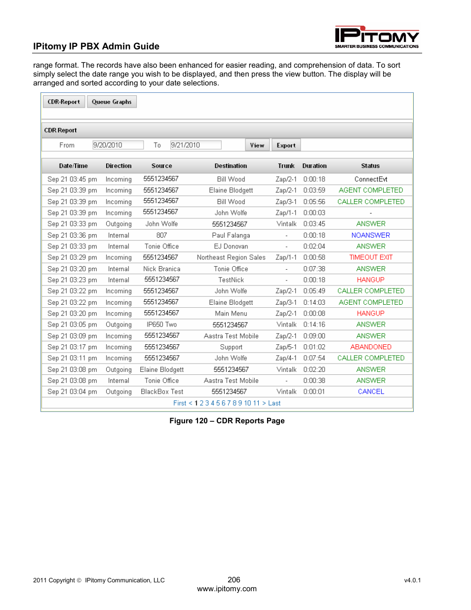 IPitomy IP1100+ PBX Administrator Guide User Manual | Page 224 / 259