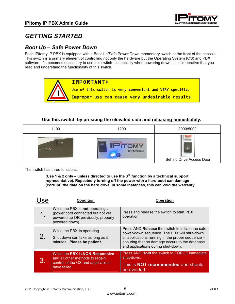 Getting started, Important | IPitomy IP1100+ PBX Administrator Guide User Manual | Page 23 / 259
