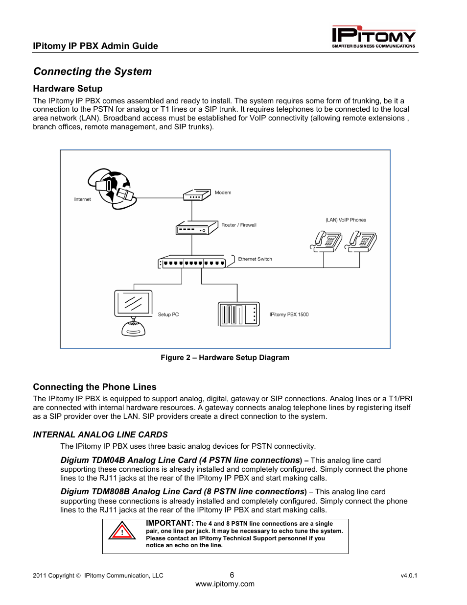 Connecting the system | IPitomy IP1100+ PBX Administrator Guide User Manual | Page 24 / 259