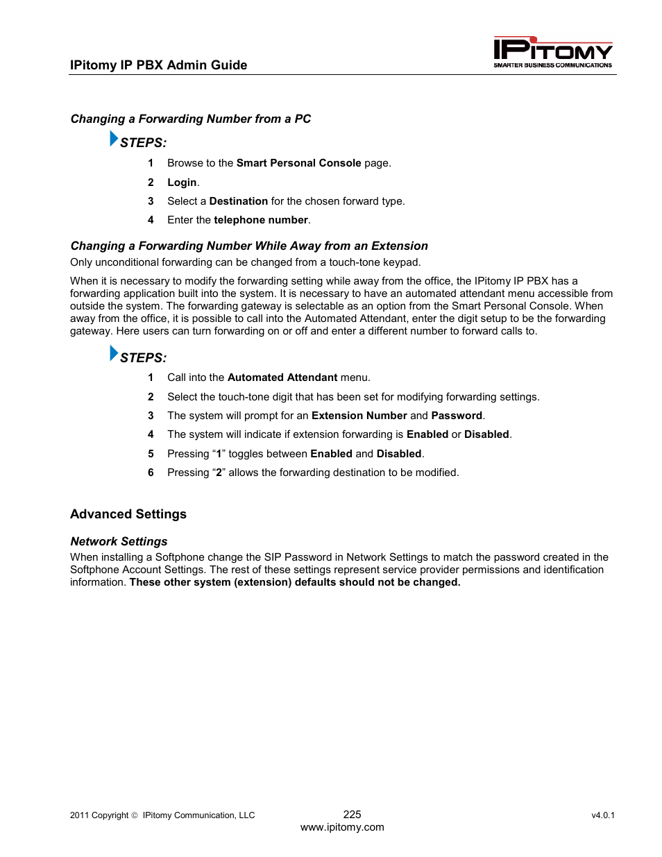 IPitomy IP1100+ PBX Administrator Guide User Manual | Page 243 / 259