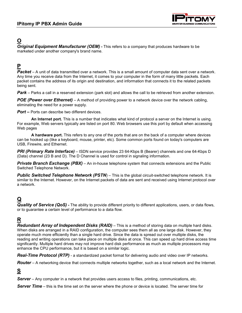 IPitomy IP1100+ PBX Administrator Guide User Manual | Page 256 / 259
