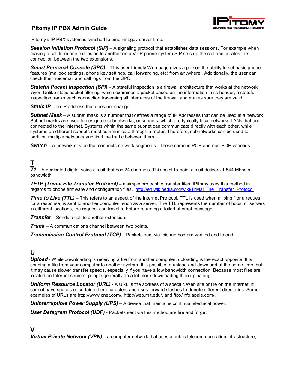 IPitomy IP1100+ PBX Administrator Guide User Manual | Page 257 / 259