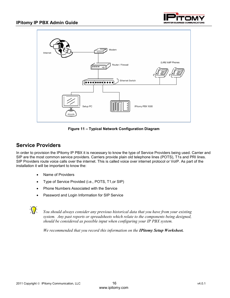 Service providers | IPitomy IP1100+ PBX Administrator Guide User Manual | Page 34 / 259