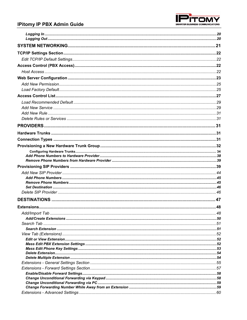 IPitomy IP1100+ PBX Administrator Guide User Manual | Page 4 / 259