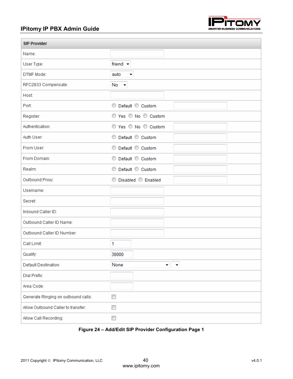 IPitomy IP1100+ PBX Administrator Guide User Manual | Page 58 / 259