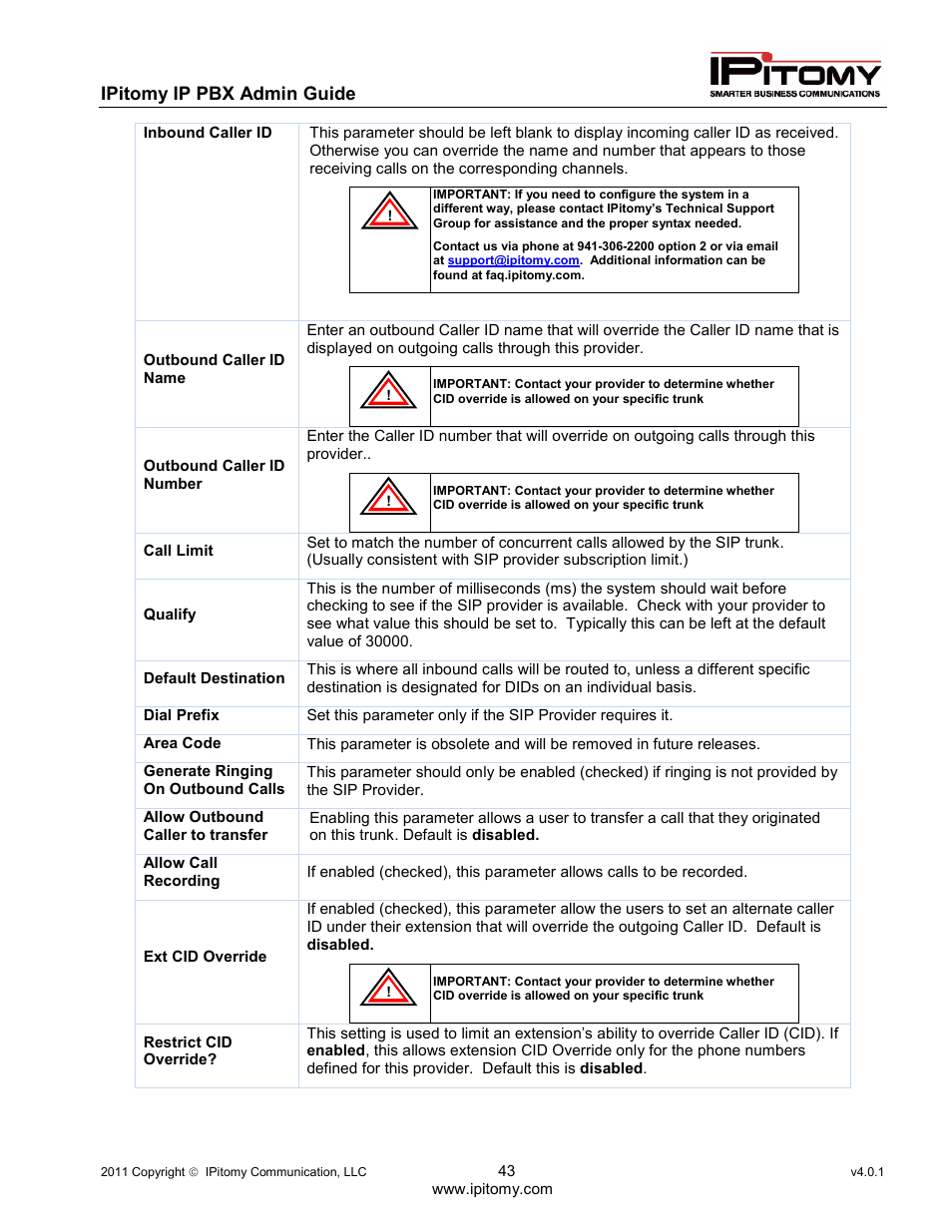 IPitomy IP1100+ PBX Administrator Guide User Manual | Page 61 / 259