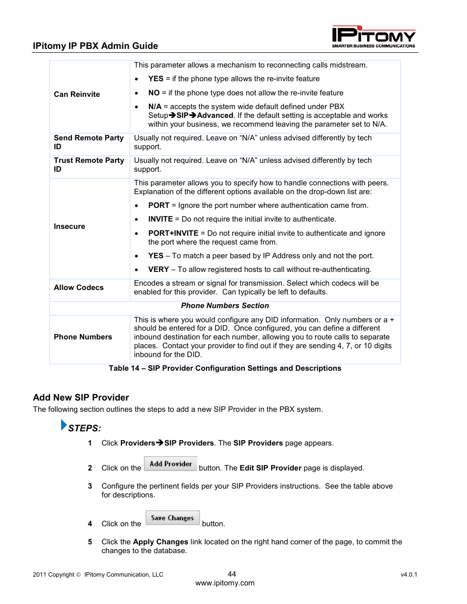 IPitomy IP1100+ PBX Administrator Guide User Manual | Page 62 / 259