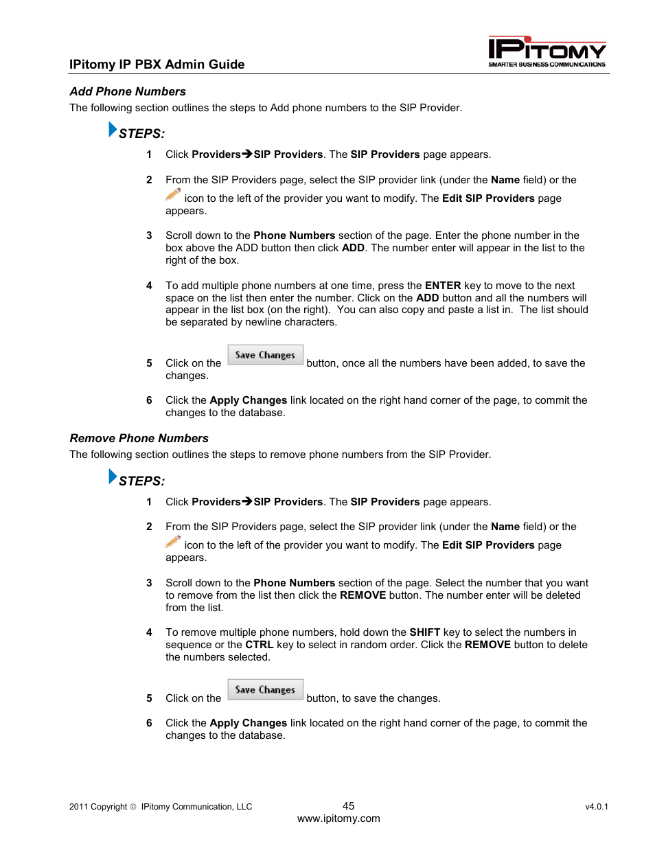 IPitomy IP1100+ PBX Administrator Guide User Manual | Page 63 / 259