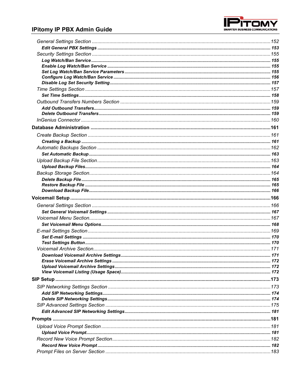 IPitomy IP1100+ PBX Administrator Guide User Manual | Page 7 / 259