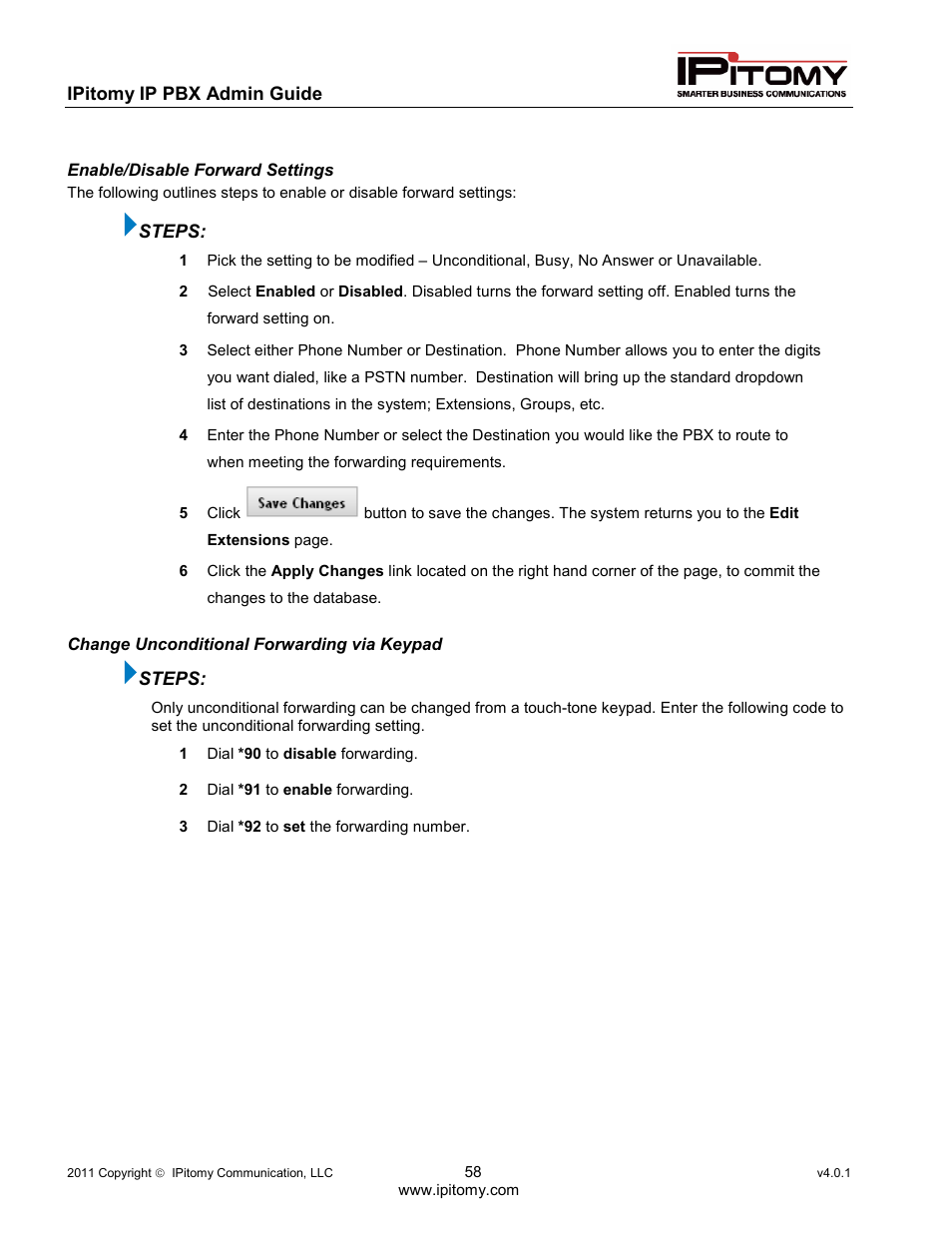 IPitomy IP1100+ PBX Administrator Guide User Manual | Page 76 / 259