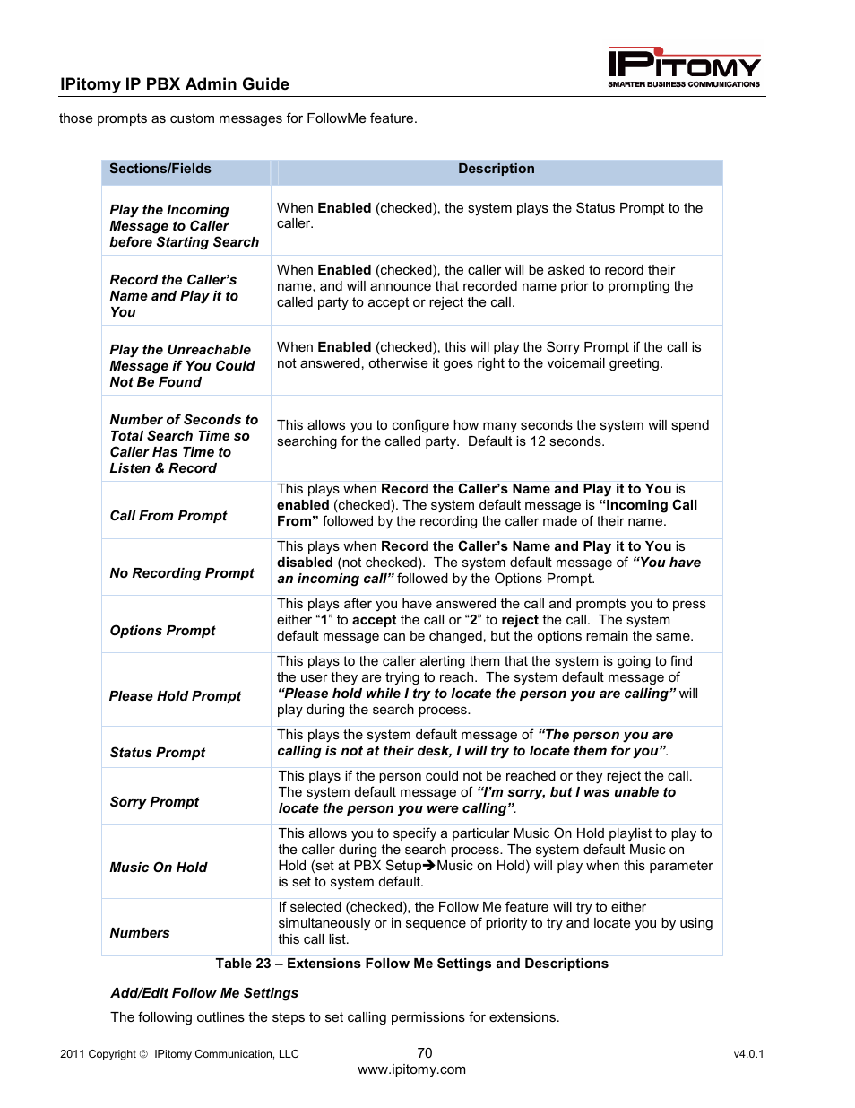 IPitomy IP1100+ PBX Administrator Guide User Manual | Page 88 / 259