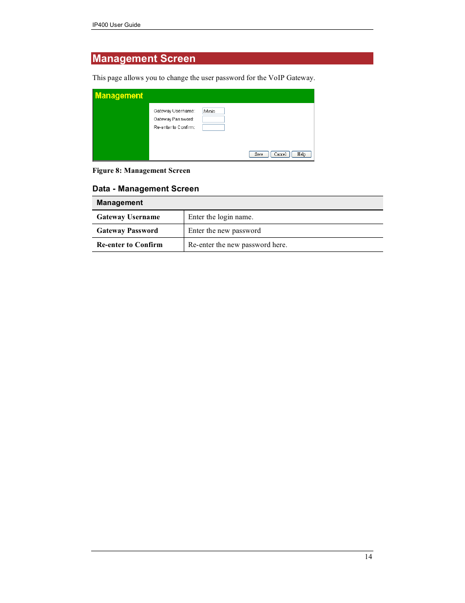 Management screen | IPitomy IP400 User Guide User Manual | Page 22 / 32