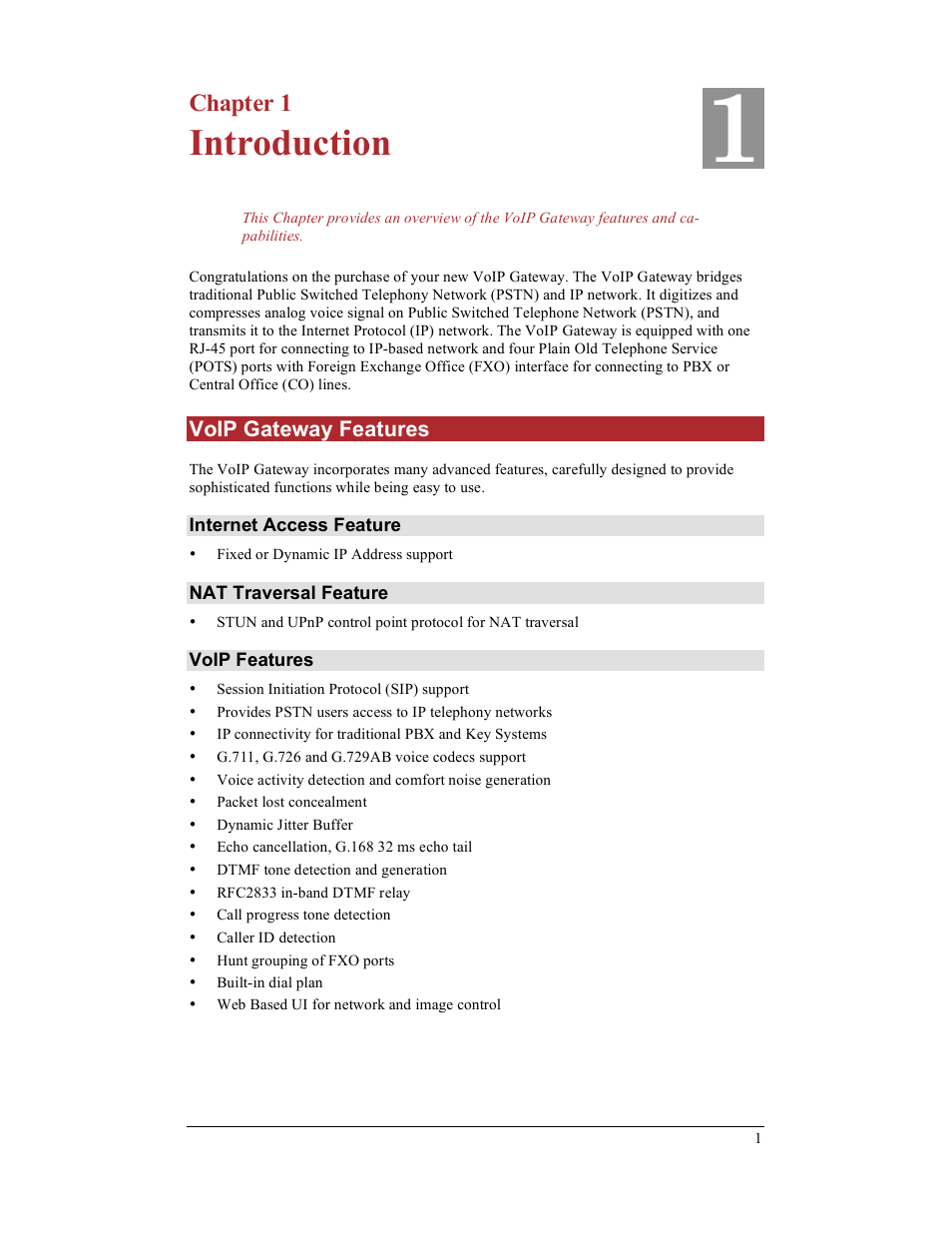 Introduction, Chapter 1 | IPitomy IP400 User Guide User Manual | Page 5 / 32