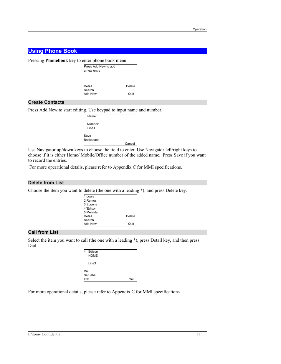 Using phone book | IPitomy IP550 User Manual Ver.1 User Manual | Page 16 / 117