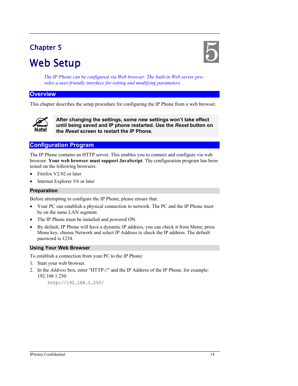 Web setup web setup web setup web setup | IPitomy IP550 User Manual Ver.1 User Manual | Page 19 / 117