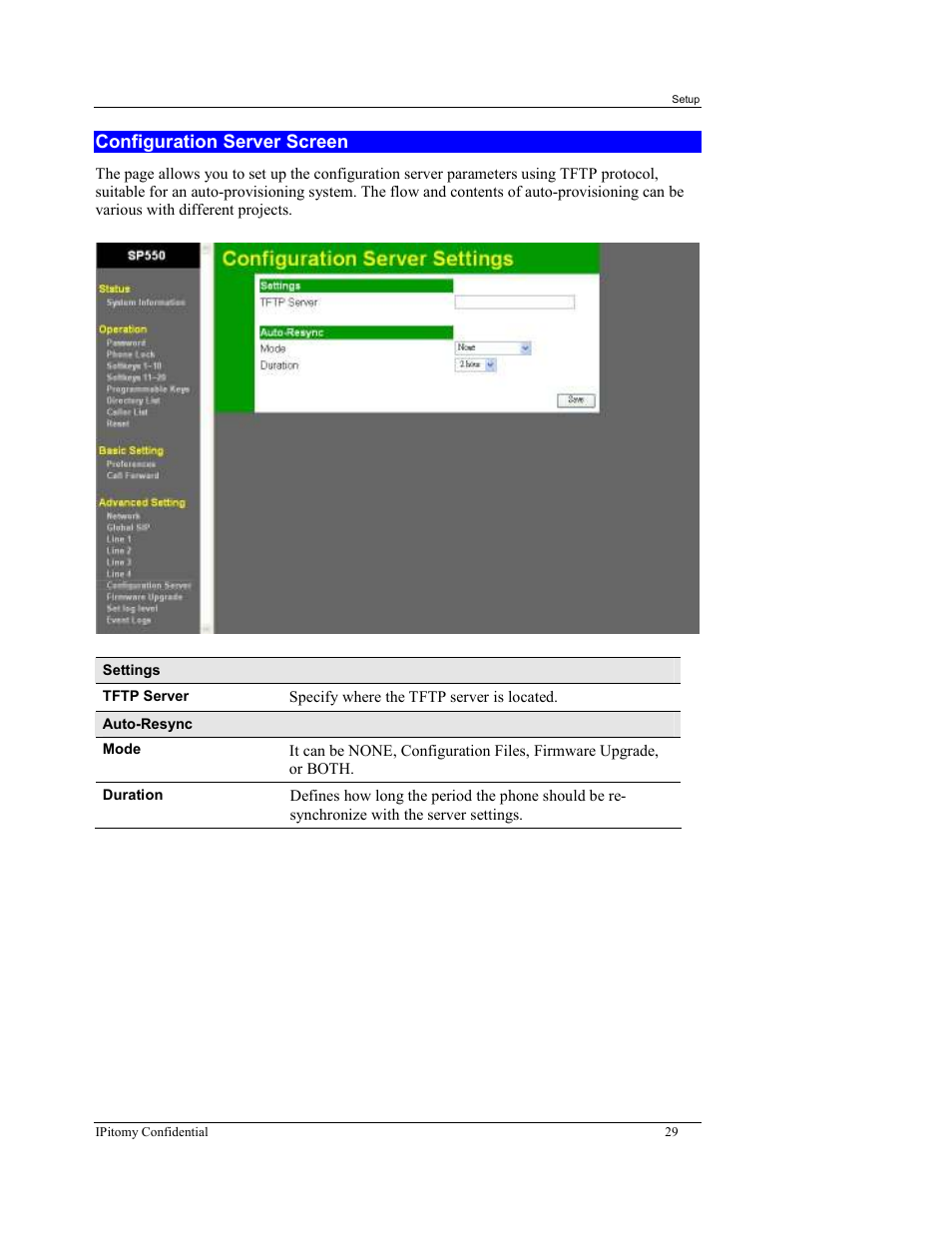 Configuration server screen | IPitomy IP550 User Manual Ver.1 User Manual | Page 34 / 117