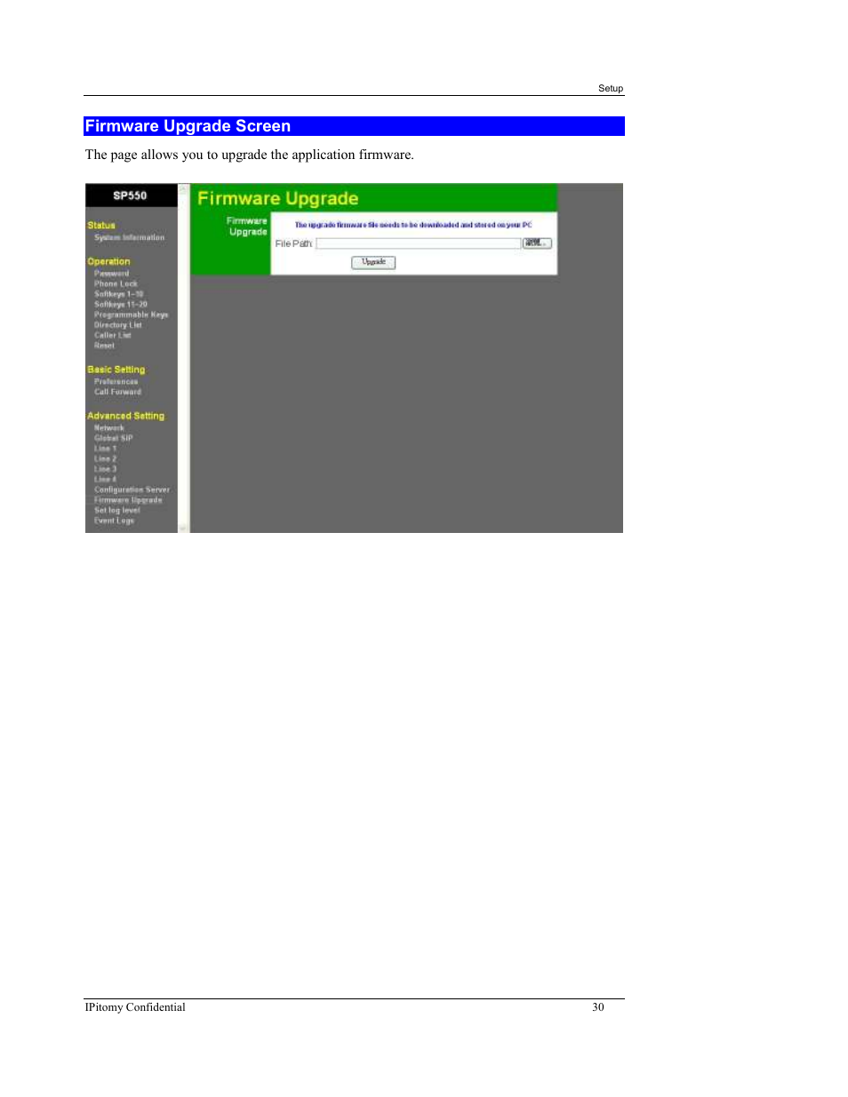 Firmware upgrade screen | IPitomy IP550 User Manual Ver.1 User Manual | Page 35 / 117