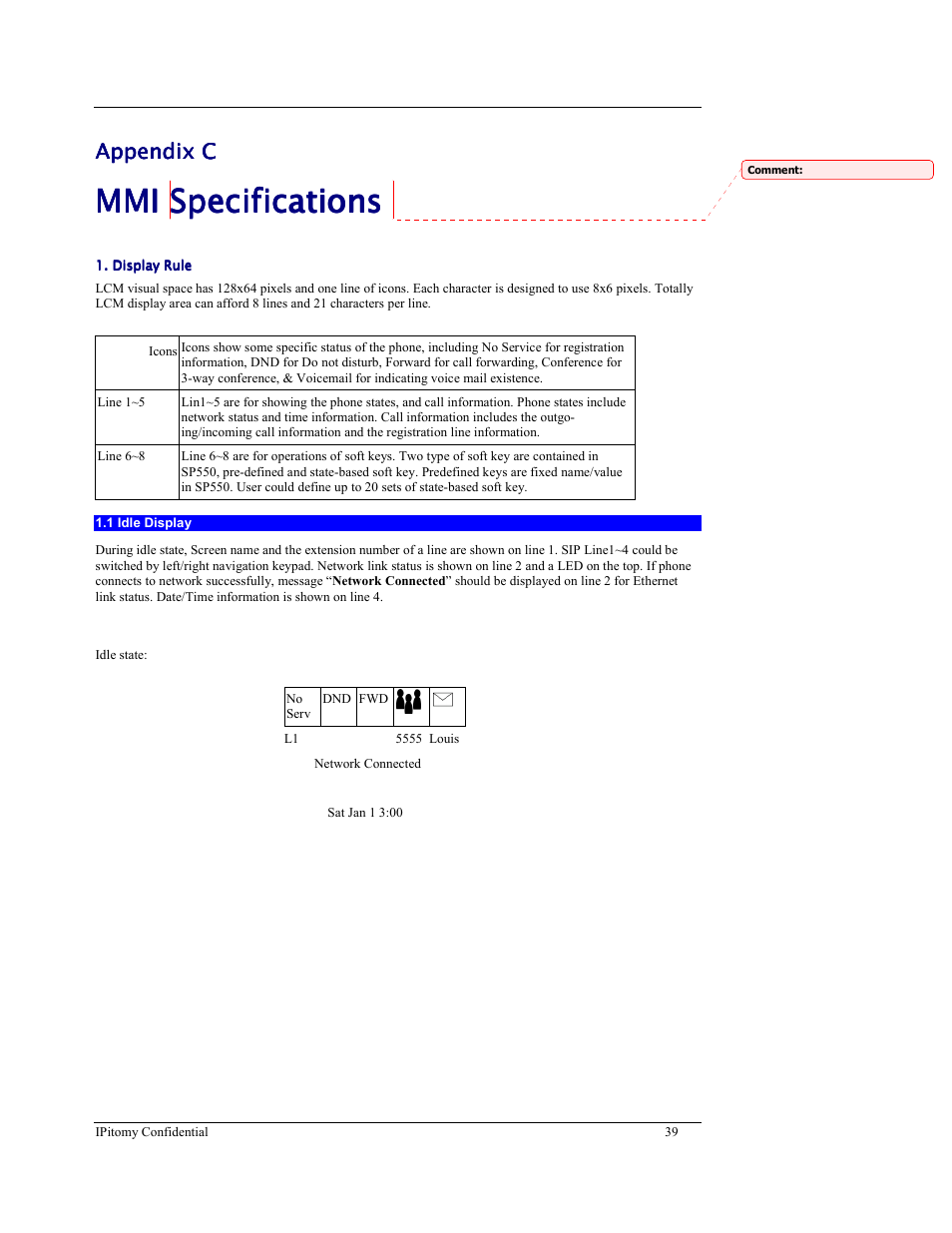 Mmi specifications, Appendix | IPitomy IP550 User Manual Ver.1 User Manual | Page 44 / 117