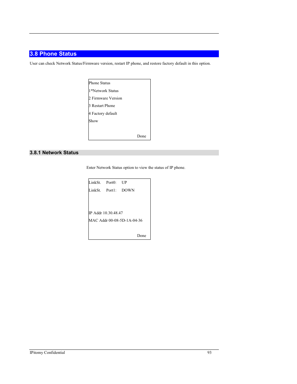 8 phone status | IPitomy IP550 User Manual Ver.1 User Manual | Page 98 / 117