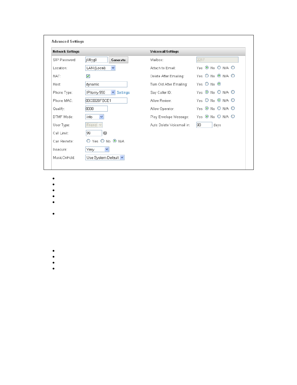 Manually configuring an ip550 | IPitomy IP550 Provisioning Quick Guide User Manual | Page 2 / 3