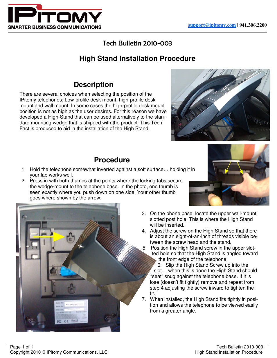 IPitomy IP550 High Stand Installation Guide User Manual | 1 page