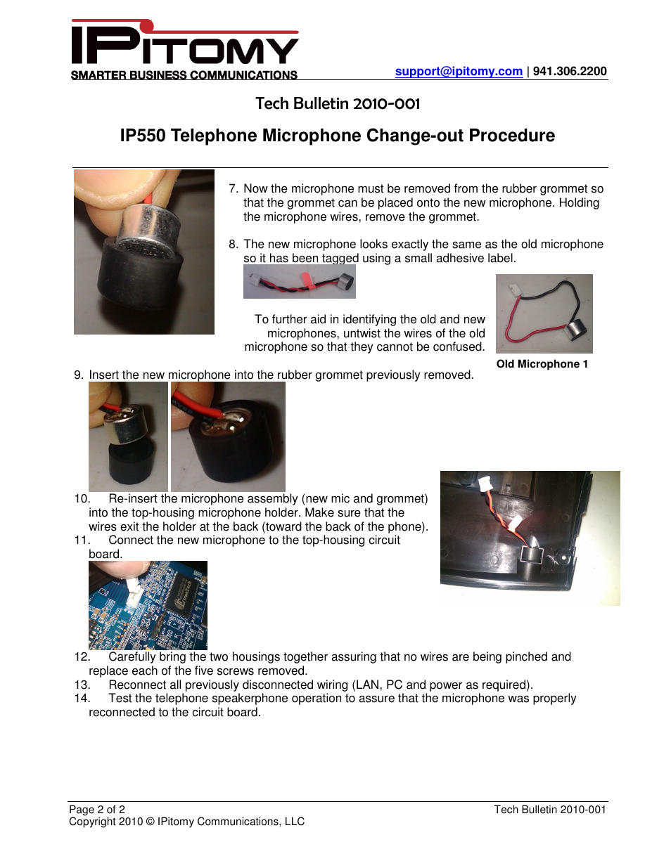 IPitomy IP550 Telephone Microphone Change-out Procedure User Manual | Page 2 / 2