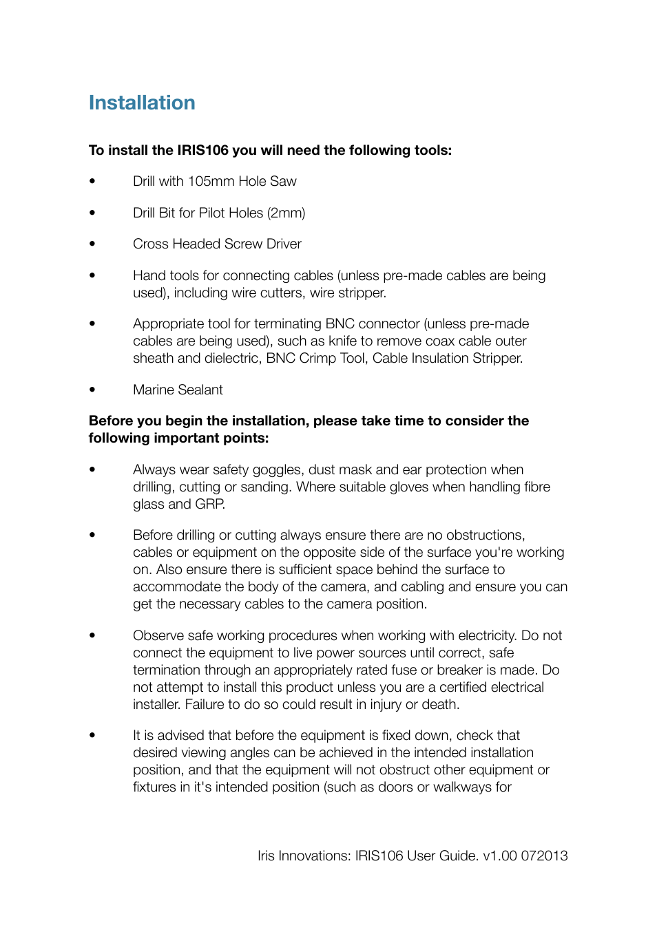 Installation | I.R.I.S. 106 User Manual | Page 4 / 16