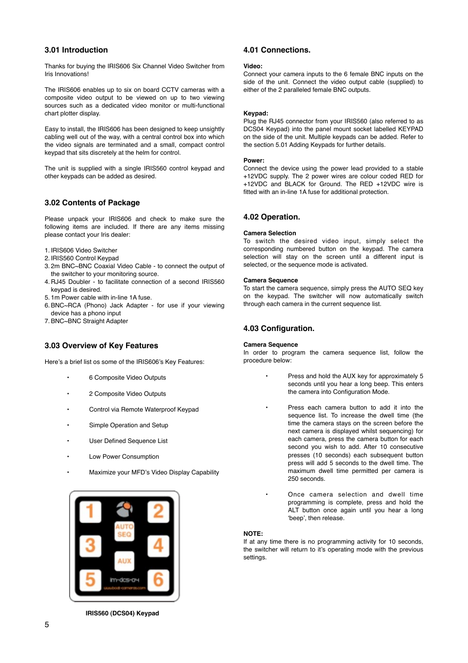 I.R.I.S. 606 6 Channel / 2 Output Switcher User Manual | Page 5 / 8