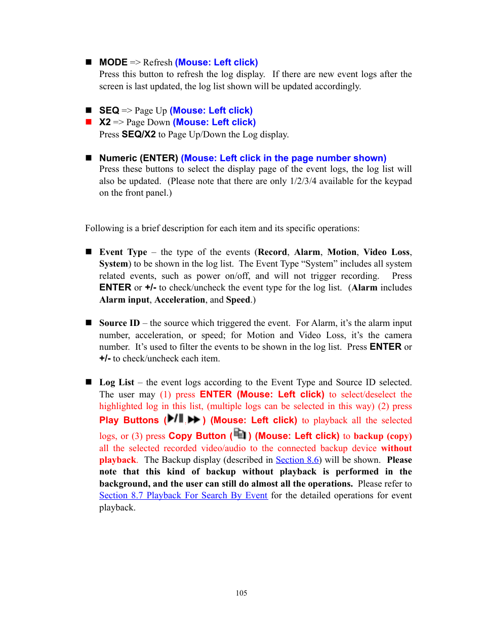 I.R.I.S. 808 Digital Video Recorder User Manual | Page 105 / 147