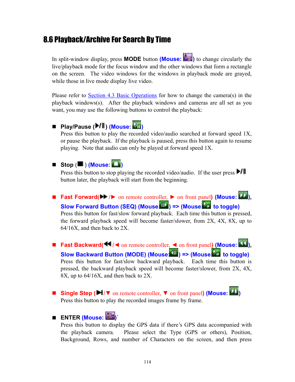 6 playback/archive for search by time | I.R.I.S. 808 Digital Video Recorder User Manual | Page 114 / 147