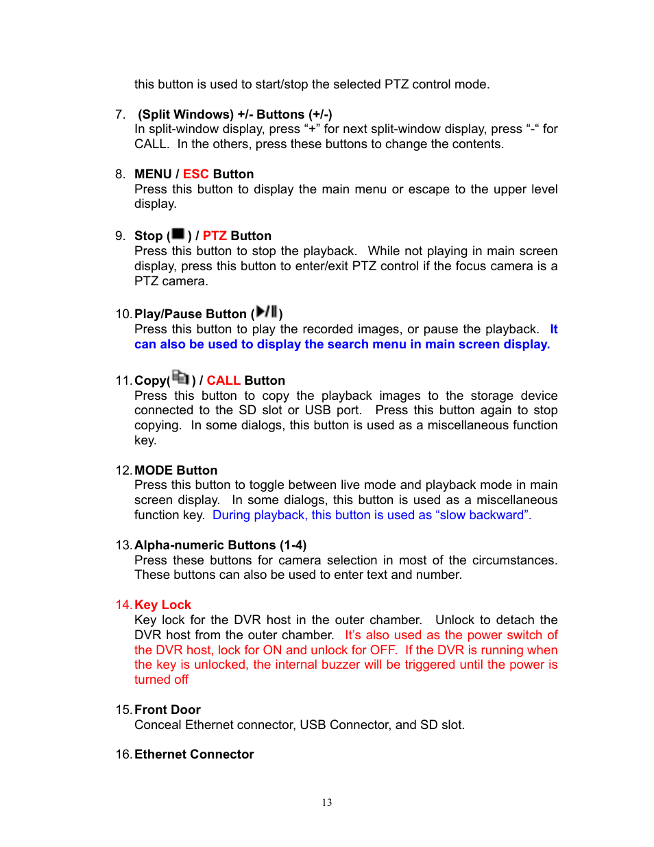 I.R.I.S. 808 Digital Video Recorder User Manual | Page 13 / 147