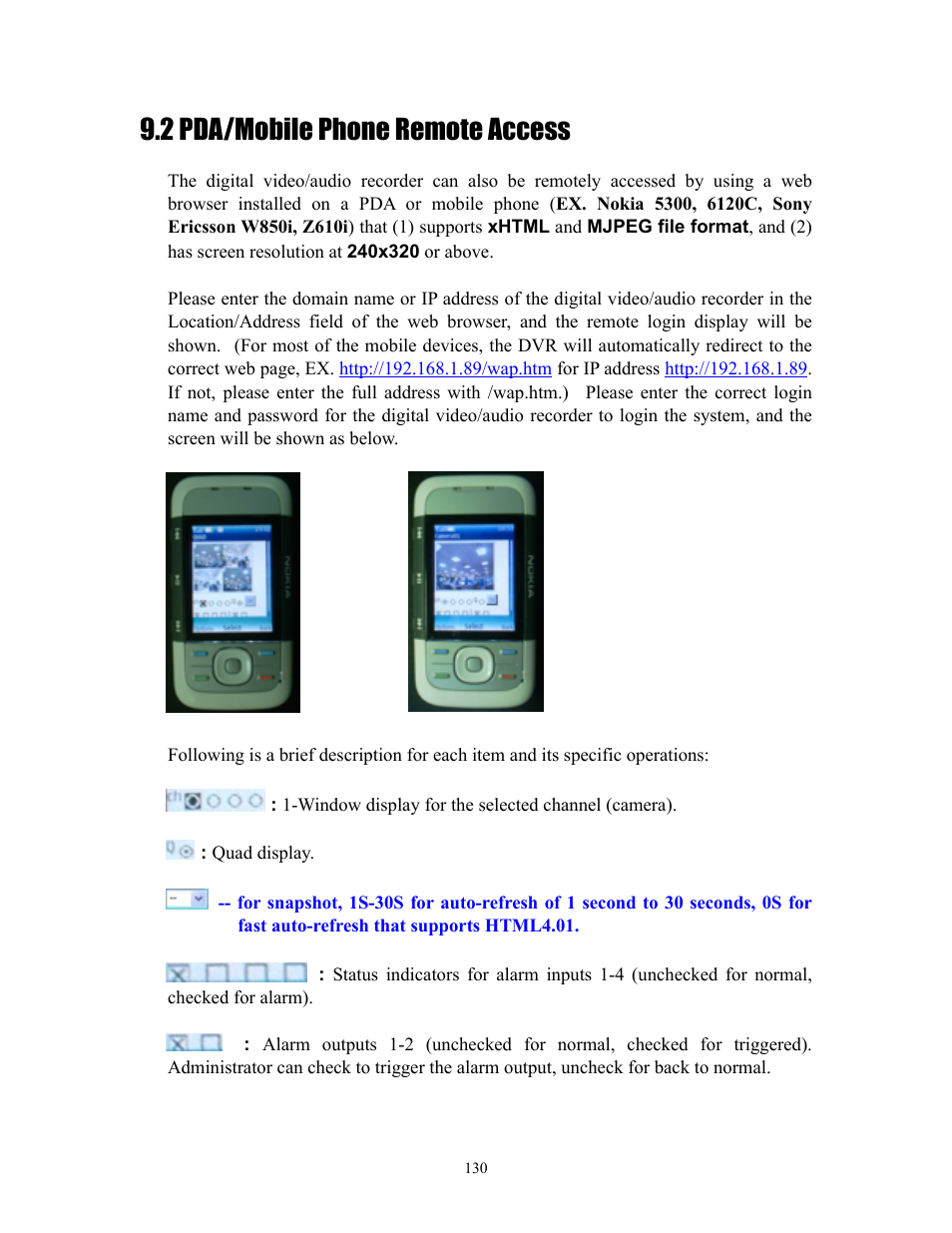 2 pda/mobile phone remote access | I.R.I.S. 808 Digital Video Recorder User Manual | Page 130 / 147