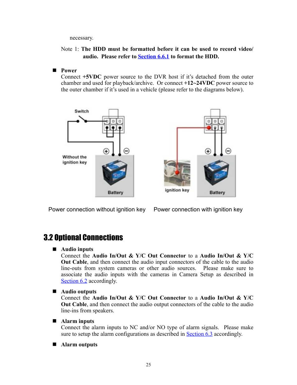 2 optional connections | I.R.I.S. 808 Digital Video Recorder User Manual | Page 25 / 147