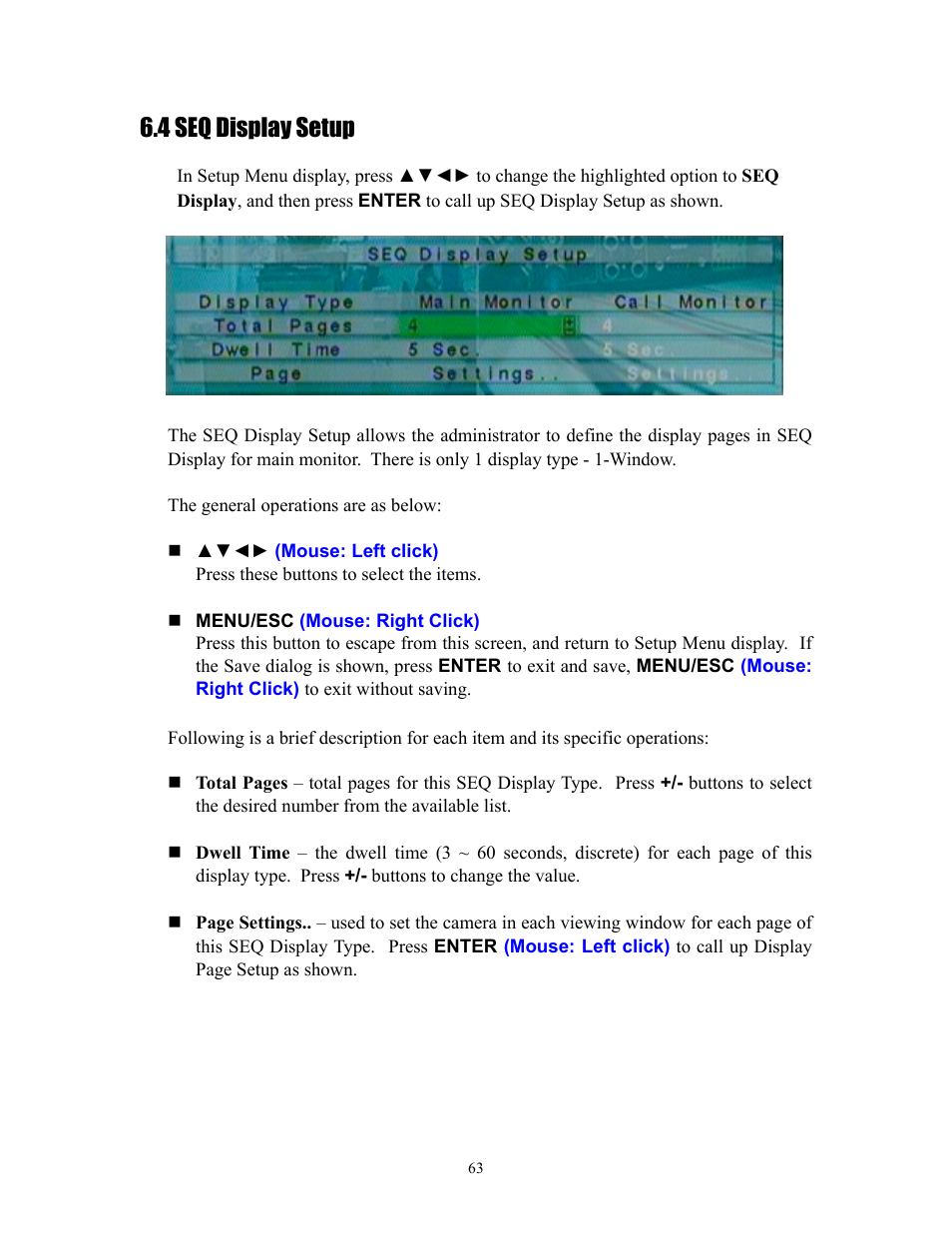 4 seq display setup | I.R.I.S. 808 Digital Video Recorder User Manual | Page 63 / 147