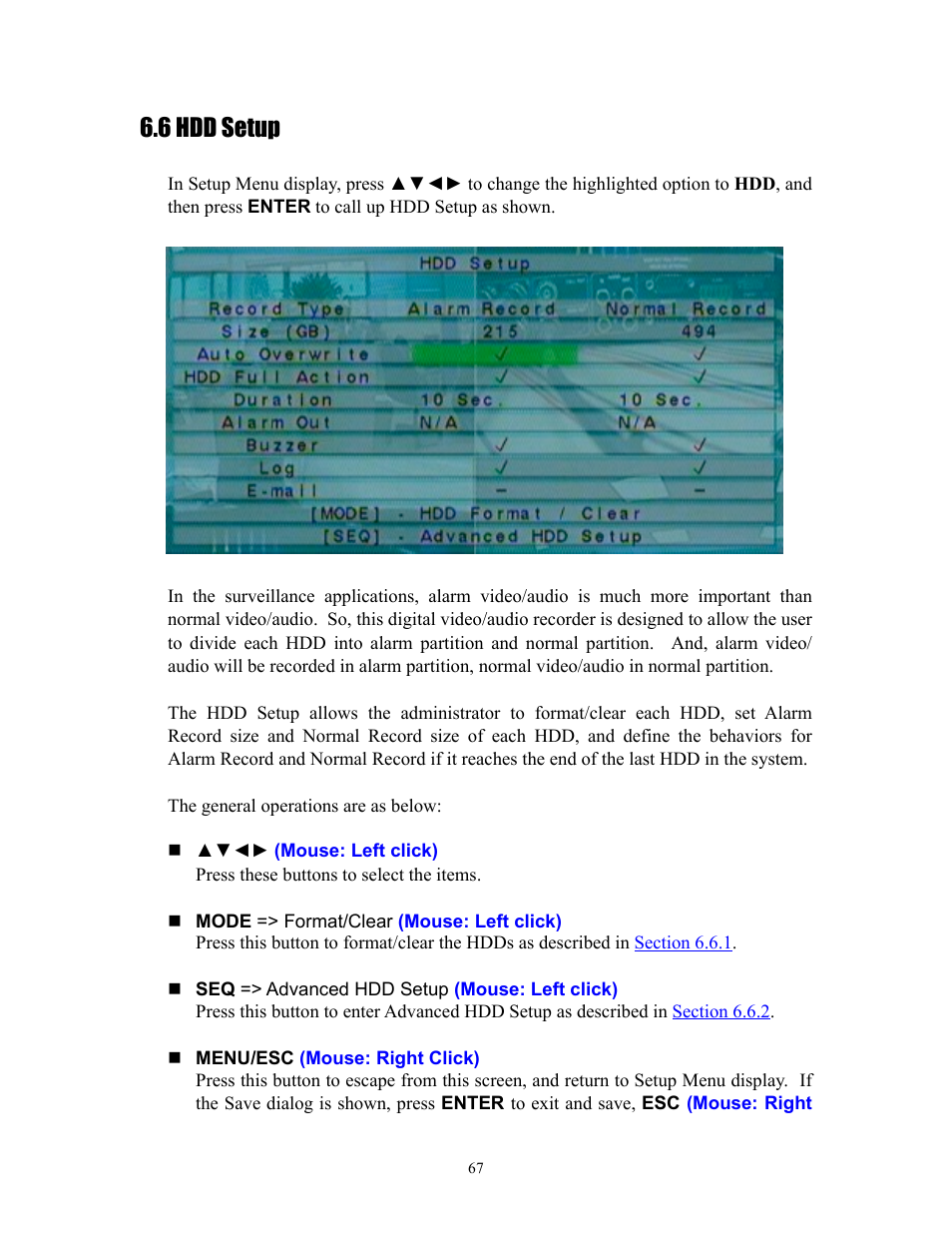 6 hdd setup | I.R.I.S. 808 Digital Video Recorder User Manual | Page 67 / 147